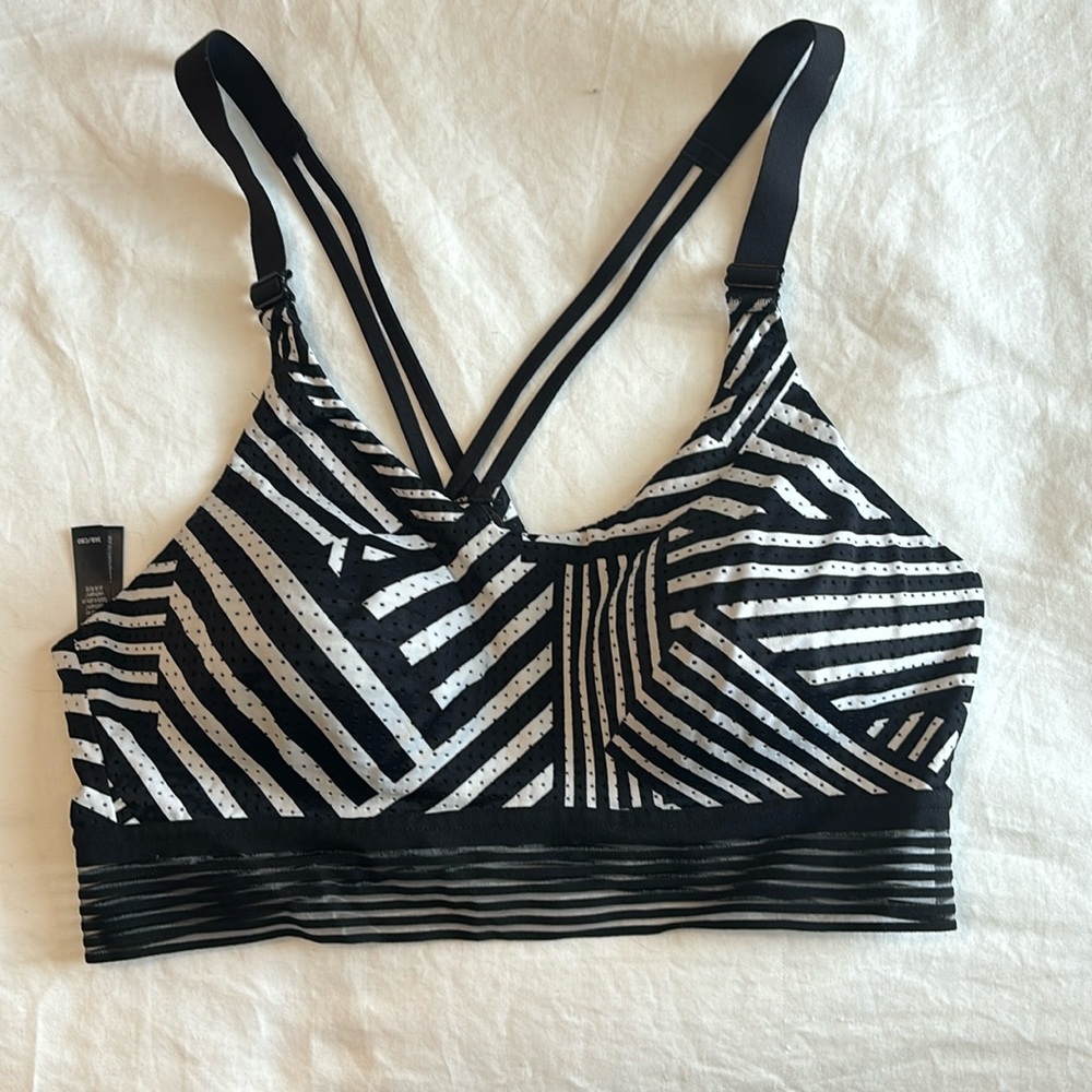 Bebe Sport Black and white razorback Mesh Sports Bra